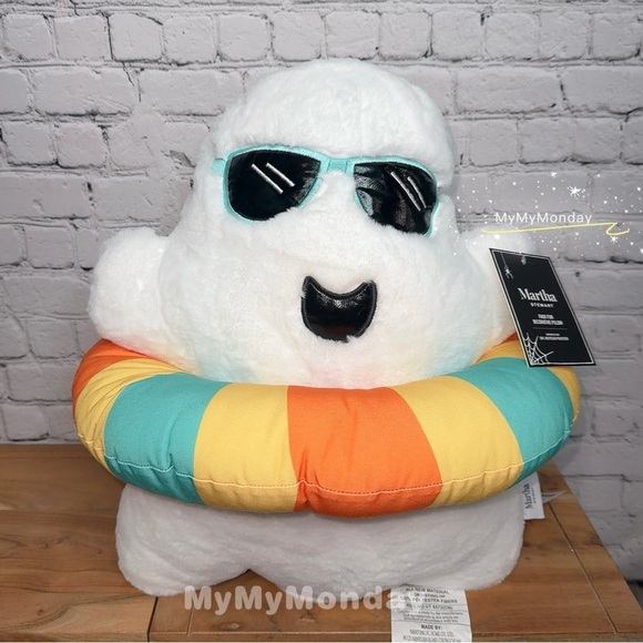 Martha Stewart Halloween Ghost Plush Pillow Lifesaver Sunglasses Summerween - Picture 1 of 3